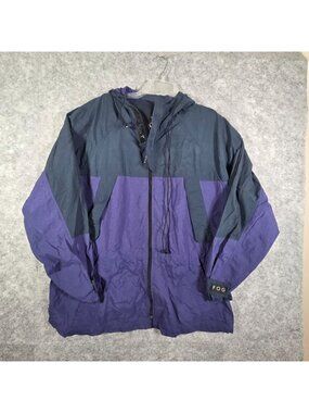 FOG Hooded Windbreaker Rain Jacket Lightweight Purple Black Size L Gorpcore